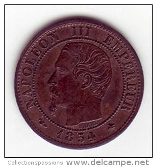 Napoléon III Tête Nue . 1 Centime 1854 BB . - 1 Centime