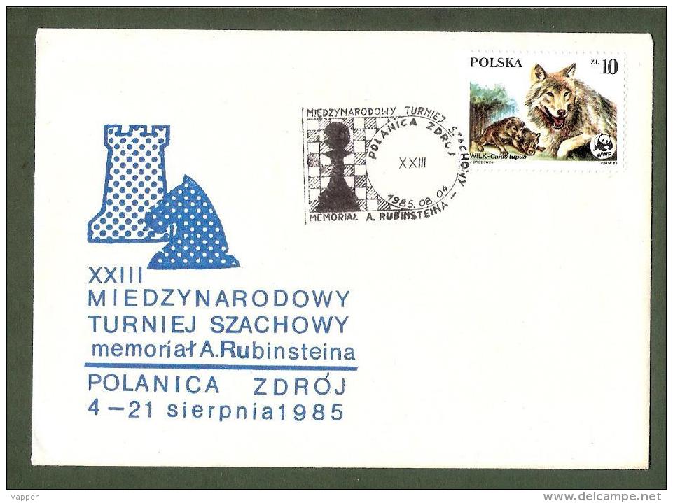 Schach Echecs Poland 1985 Chess Postmark CKM8561 Int. Tourn. In Polanica Zdroj On Souvenir Cover - Scacchi