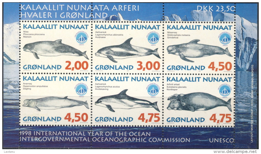 Groenland 1998. ~ YT 295 à 300 + BF  14** - Mammifères Marins (série) - Unused Stamps