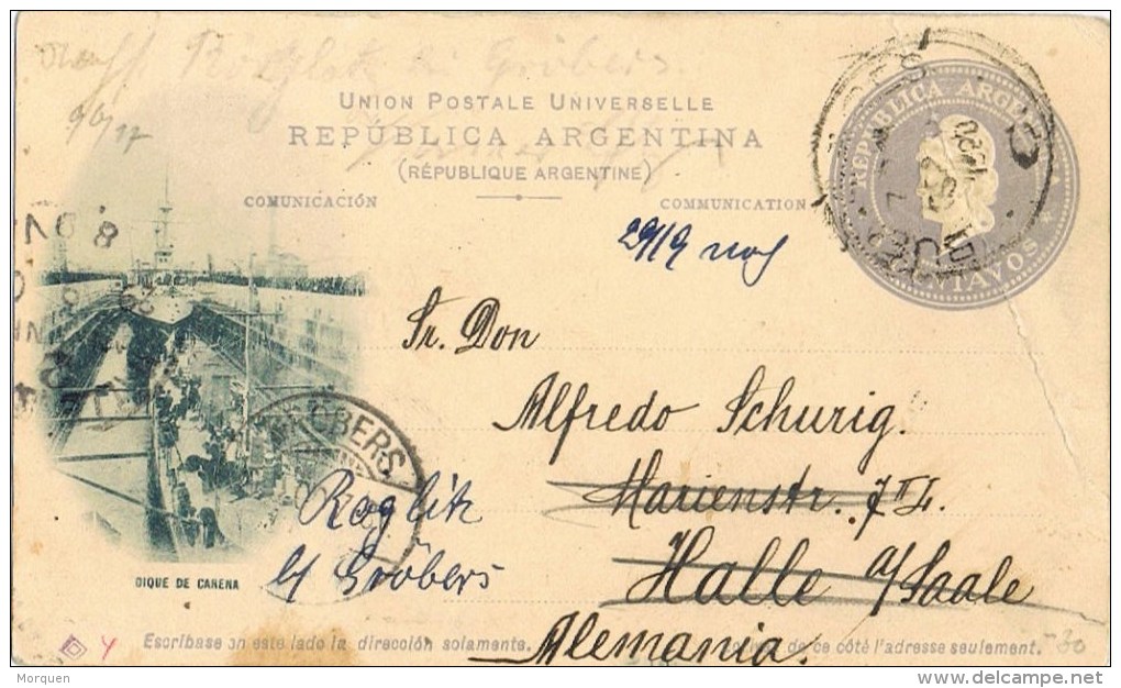 9366. Entero Postal  BUENOS AIRES (Argentina) 1900. Dique De Careña - Enteros Postales