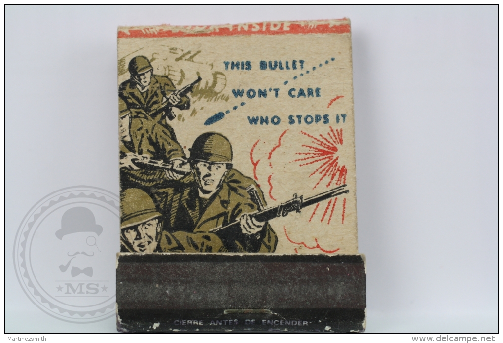Old Advertising Matchbox/ Matches - Be American - Army/ Military Patern - Cajas De Cerillas (fósforos)