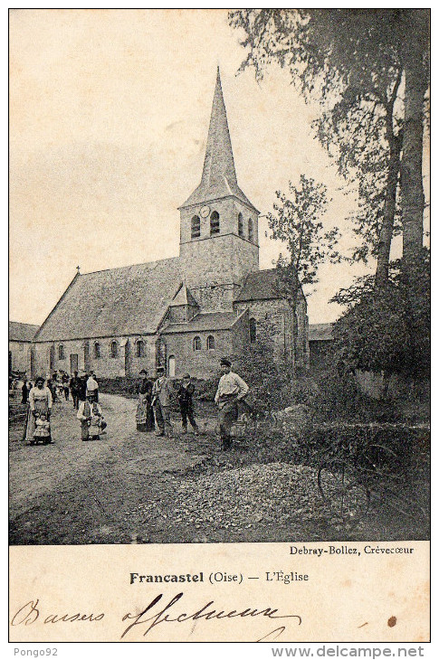 Cpa 1908  FRANCASTEL, Oise, L'église Et Sa Jolie Petite Animation   (39.31) - Autres & Non Classés