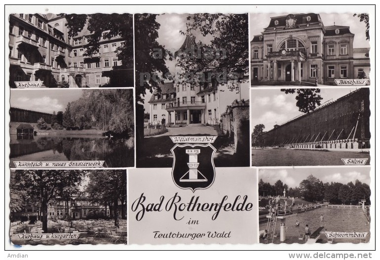 GERMANY - AK Bad Rothenfelde Im Teutoburger Wald - Greetings Multiview Postcard Ca 1950s RPPC - Saline -Scwimmbad - Bad Rothenfelde