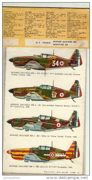 INSEGNE  PER  AEREI  E  CARRI  ARMATI , Morane  Saulnier  406  ,  Badges And Markings - Avions & Hélicoptères