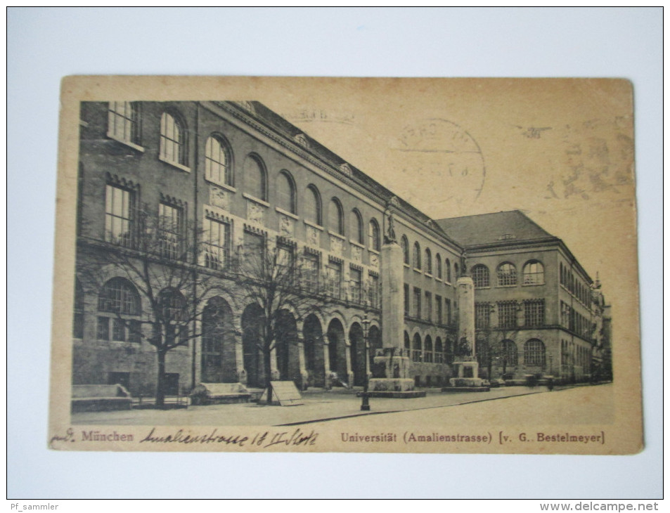 Bildpostkarte 1922 Infla. München Universität (Amalienstrasse) V. G. Bestelmeyer - München