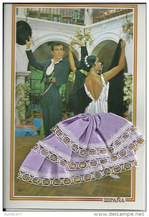 Flamenco Vintage Postcard (embroidery Fabric) -  - Size 15x10 Cm. Aprox. - Baile