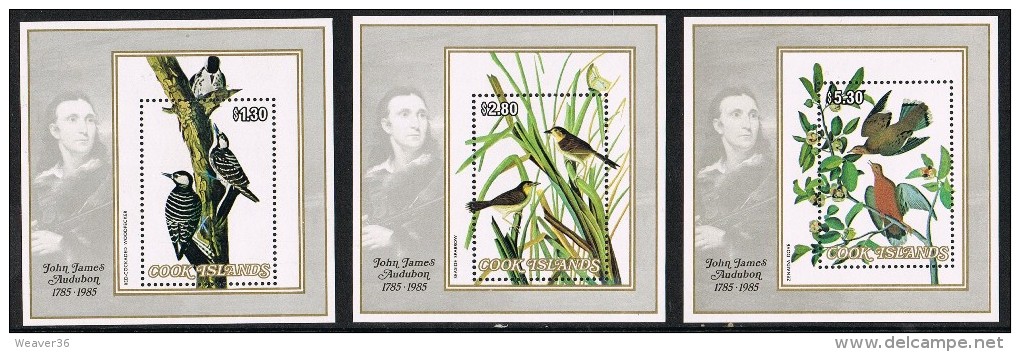 Cook Islands SGMS1021 1985 Birth Bicentenary Of John J Aubudon Set Of 3 Miniature Sheets Unmounted Mint - Cookinseln