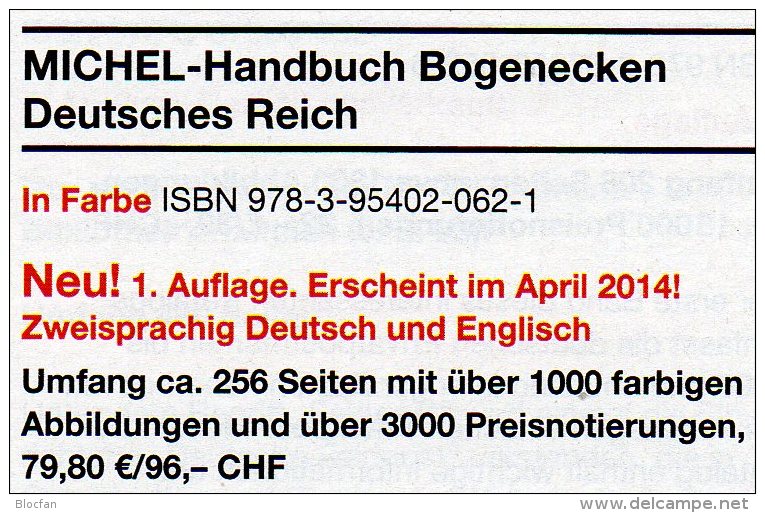 Deutschland Michel 2014 Neu 80€ Handbuch Bogenecken Deutsches Reich Stamp To 1945 Corner New Special Catalog Old Germany - Germania