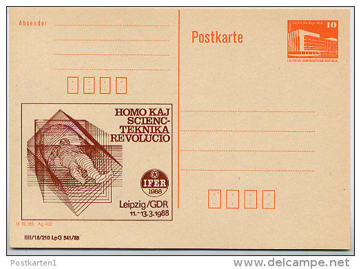 DDR P86II-5-88 C12 Postkarte Privater Zudruck ESPERANTO MEDIZIN Leipzig 1988 - Cartes Postales Privées - Neuves