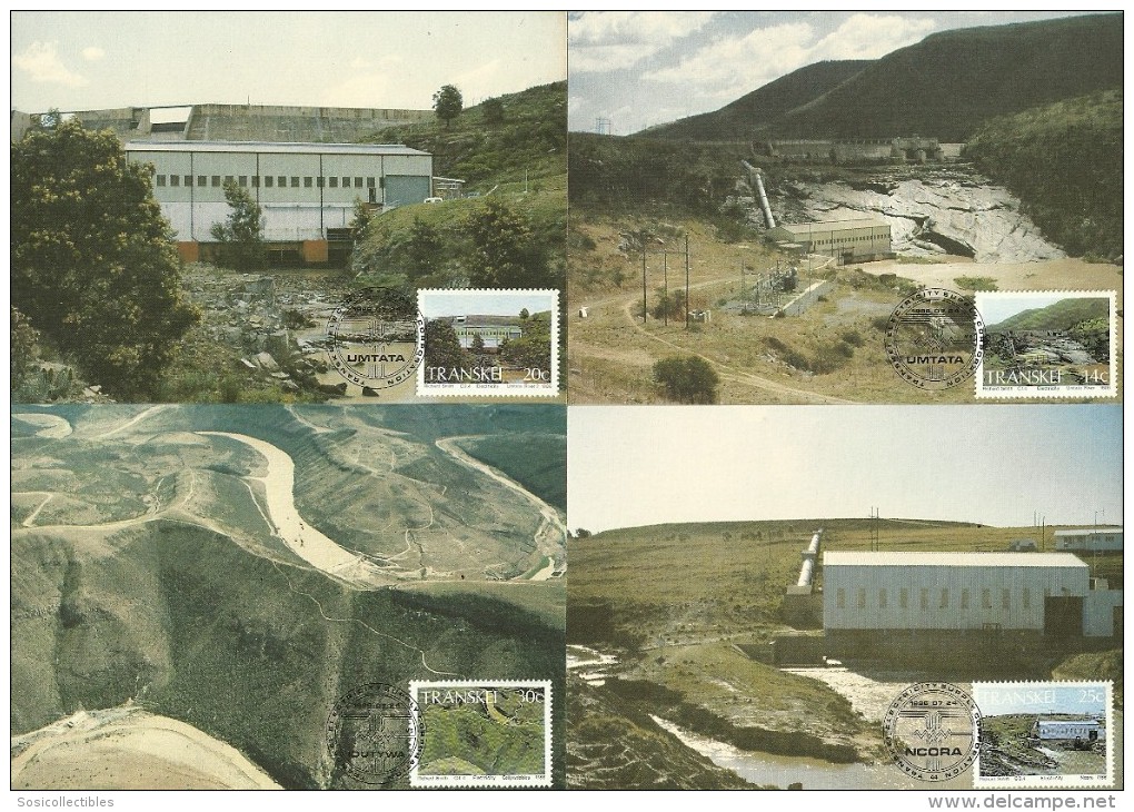 South Africa / Transkei - 1986 Hydro Electric Power Stations Maximum Cards - Full Set Of 4 - Sonstige & Ohne Zuordnung