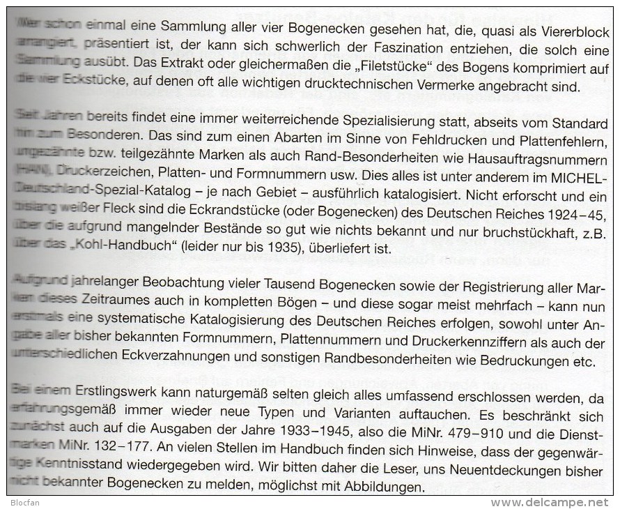 Stamps To 1945 Corner MICHEL Handbook Bogenecken Reichspost Katalog 2014 New 80€ 3.Reich Special Catalogue Old Germany - Livres Sur Les Collections