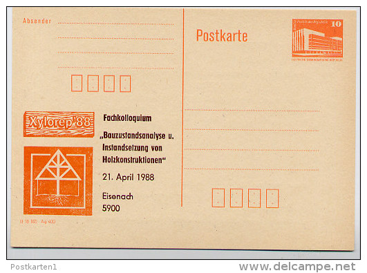 DDR P86II-8a-88 C13 Postkarte Zudruck FACHKOLLOQUIUM HOLZKONSTRUKTIONEN Eisenach 1988 - Cartes Postales Privées - Neuves