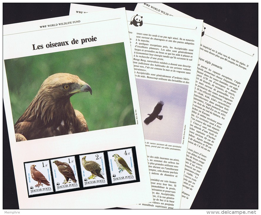 Hongrie  Oiseaux De ProiePygargue, Aigles, Faucon   Série **sur Feuillet Explicatif Illustré 6 Pages - Covers & Documents