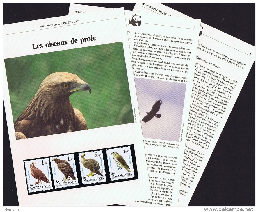 Hongrie  Oiseaux De ProiePygargue, Aigles, Faucon   Série **sur Feuillet Explicatif Illustré 6 Pages - Lettres & Documents