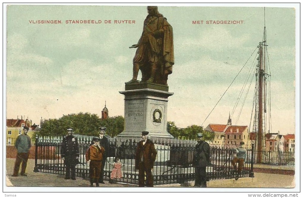 Vlissingen - Flessingue - Standbeeld De Ruyter Met Stadgezicht - Olitération Arrivée Louvain - Vlissingen