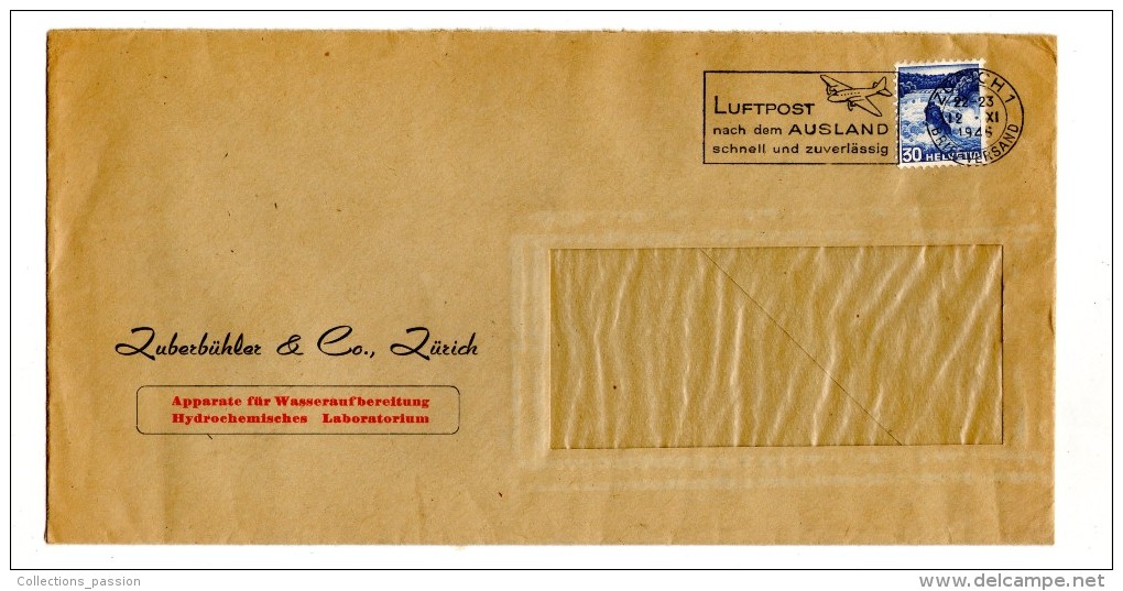 Lettre , SUISSE , ZURICH 1 , Luftpost Nach Dem AUSLAND Schnell Und Zuverlässig , ZUBERBÜHLER & CO - Postmark Collection