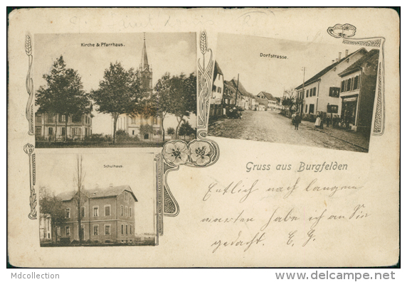 68 SAINT LOUIS / Kirche Und Pfarrhaus, Dorfstrasse, Schulhaus, Gruss Aus Burgfelden / - Saint Louis
