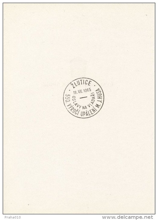 I6037 - Czechoslovakia (1965) Zlutice: 550th Anniversary Of Burning Of Jan Hus (commemorative Postmark) - Theologen