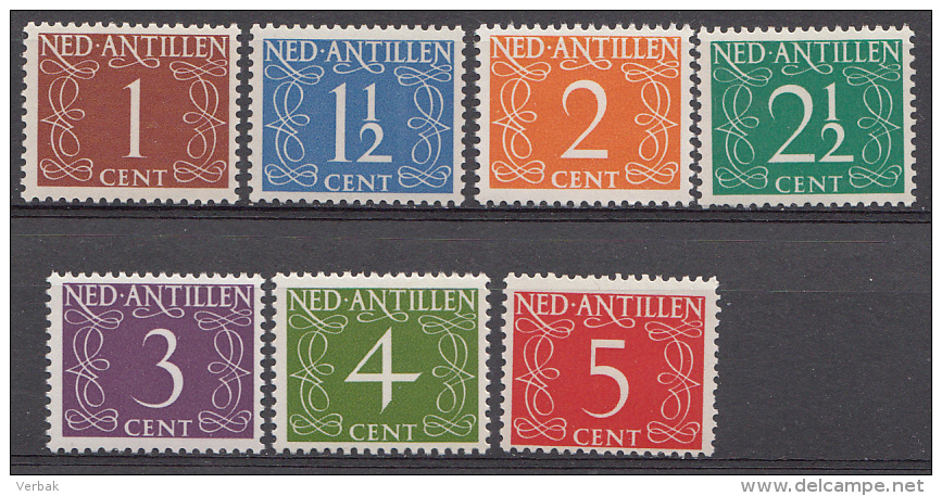 ANTILLES NEÉRLANDAISES NVPH Nr.:211-217 Cijferserie 1950  Neuf Sans Charniere / MNH / Postfris - Curaçao, Antille Olandesi, Aruba