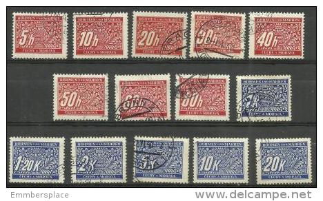 Bohemia & Moravia - 1939 Postage Dues Set Of 14 Used   SG D38-51 Sc J1-14 - Used Stamps