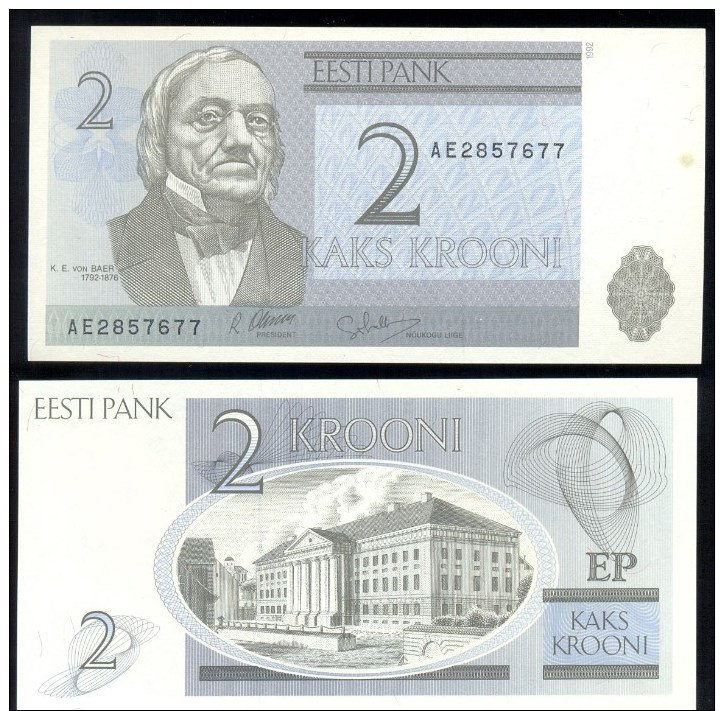 ESTONIA * 2 KROONI YEAR 1992 * P 70 * UNCIRCULATED BANKNOTE - Estonia