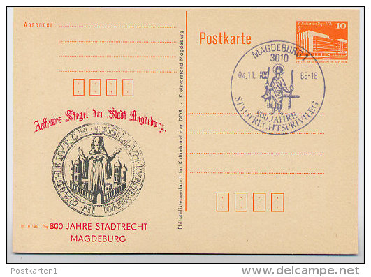 SIEGEL GERBERINNUNG Auf DDR P86II-35-88 C36 Postkarte Privater Zudruck STADTRECHT MAGDEBURG 1988 - Textil