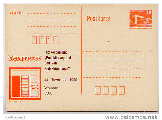 DDR P86II C37 Postkarte Privater Zudruck KOLLOQUIUM KLEINKLÄRANLAGEN Weimar 1988  Kat. 5,00 € - Privatpostkarten - Ungebraucht