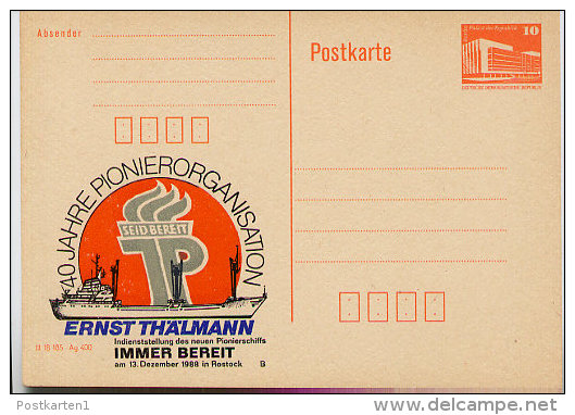 DDR P86II-38-88 C38 Postkarte Privater Zudruck PIONIERSCHIFF ROSTOCK 1988 - Postales Privados - Nuevos