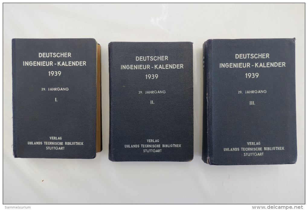 "Deutscher Ingenieur-Kalender 1939" Band 1-3 (I, II, III) - Calendarios