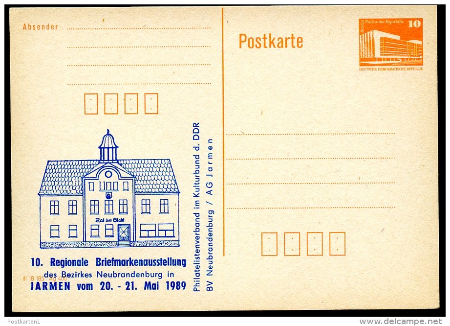 DDR P86II-17a-89 C49-a Postkarte Privater Zudruck RATHAUS JARMEN 1989 - Cartes Postales Privées - Neuves