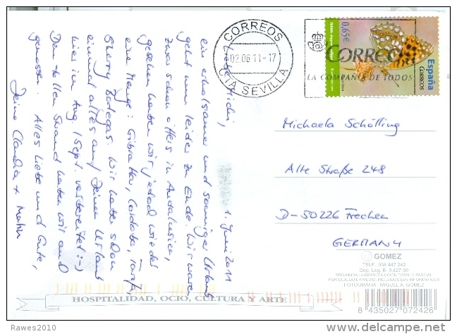 Spanien 0,65 &euro; Schmetterling Argynna Adippa TGST Sevilla 2011 - Briefe U. Dokumente