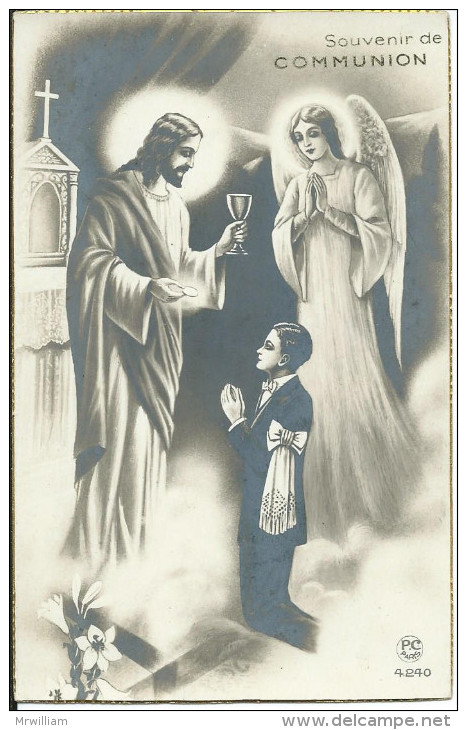 Carte Postale Religieuse : Souvenir De COMMUNION - Communion