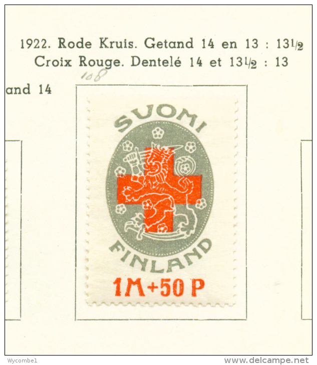 FINLAND  -  1922  Red Cross  Mounted Mint - Unused Stamps