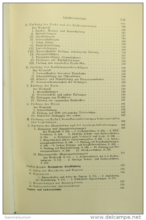 Hugo Krause "Metallfärbung" Die Wichtigsten Verfahren Zur Oberflächenfärbung Und Zum Schutz Von Metallgegenständen, 1937 - Técnico