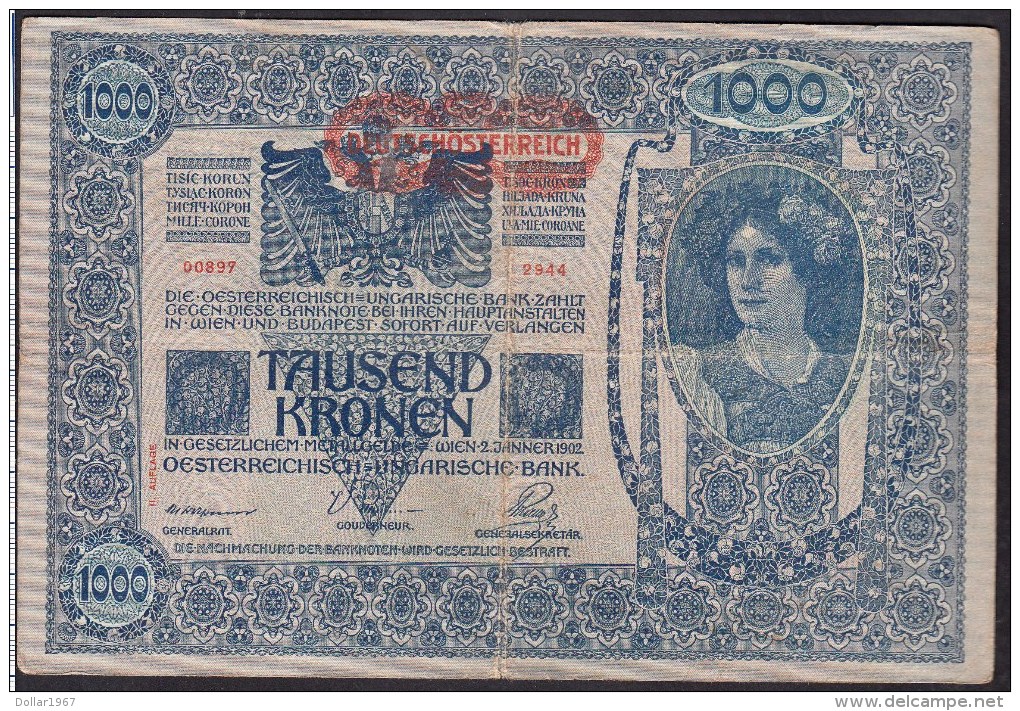 1000 KRONEN * 2-1- 1902 * Deutschösterreich BILLET CIRCULE* NR : 00897-2944 - Autriche