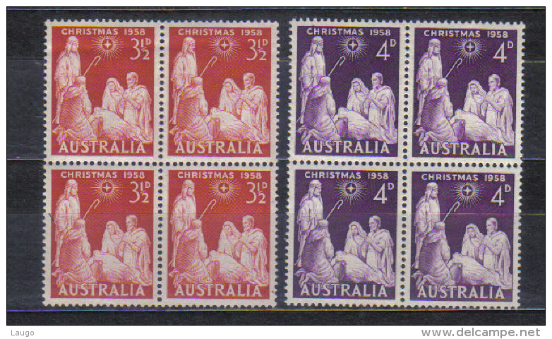 Australia  Mi 286-287 Christmas  Blocks Of 4 1958  MNH - Neufs