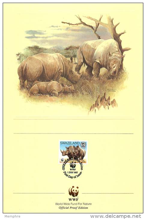 1987  Rhinocéros Blanc  Sur 4 Feuillets Illustrés WWF  Oblitérés Premier Jour - Swaziland (1968-...)