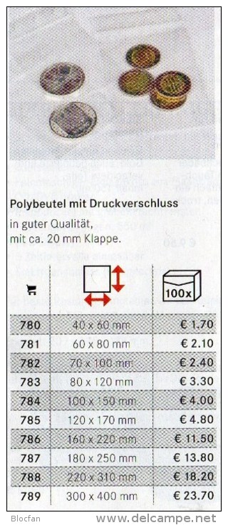 100 Poly-Beutel/Verschluß Größer Neu 2€ Schutz/Sortieren Figuren/Abzeichen #781 Lindner 60x80mm For Stamp,coins Of World - Anstecknadeln