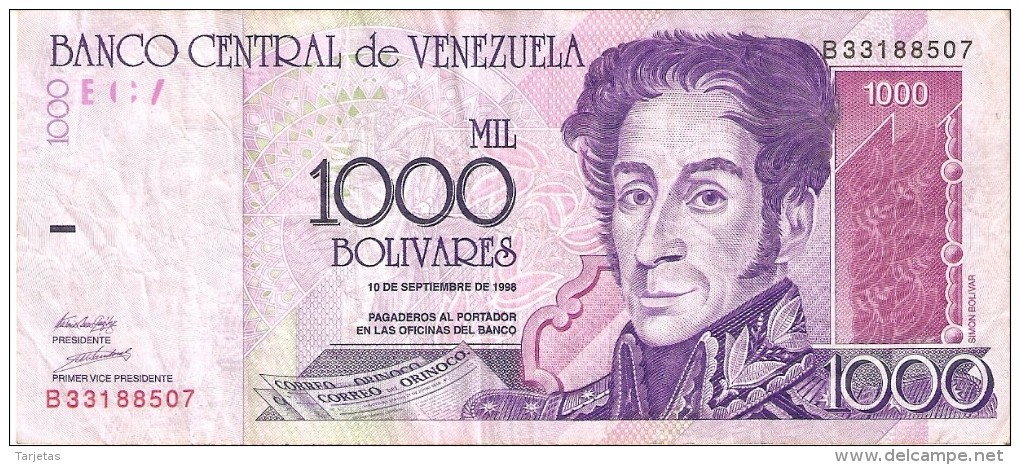 BILLETE DE VENEZUELA DE 1000 BOLIVARES DEL AÑO 1998 (BANKNOTE) - Venezuela