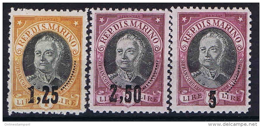 San Marino: Mi 133-135   Sa. 130-132  MH/* 1927 - Unused Stamps