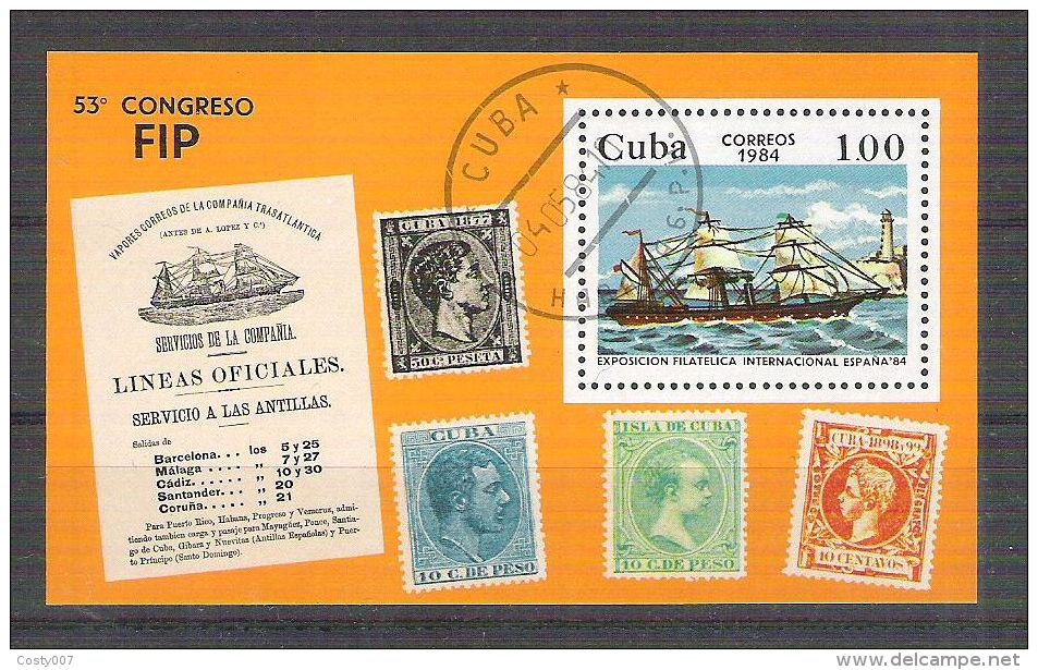 Cuba 1984 Ships, UPU, Perf. Sheet, Used AA.021 - Oblitérés