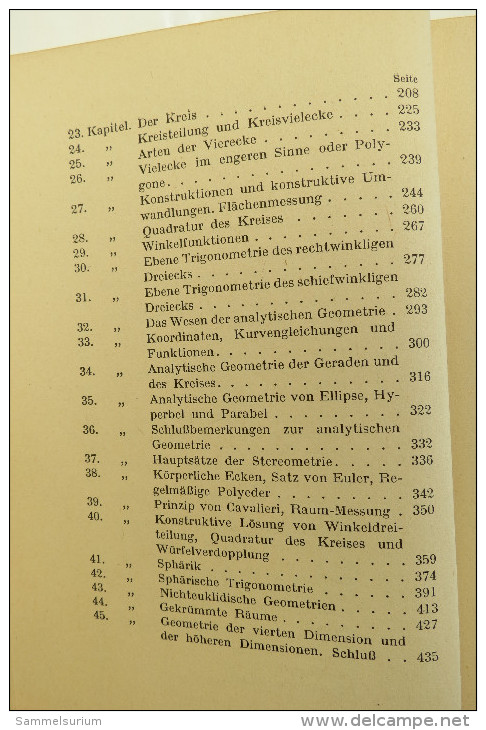 Egmont Colerus "Vom Punkt Zur Vierten Dimension" Geometrie Für Jedermann, Von 1940 - Technical