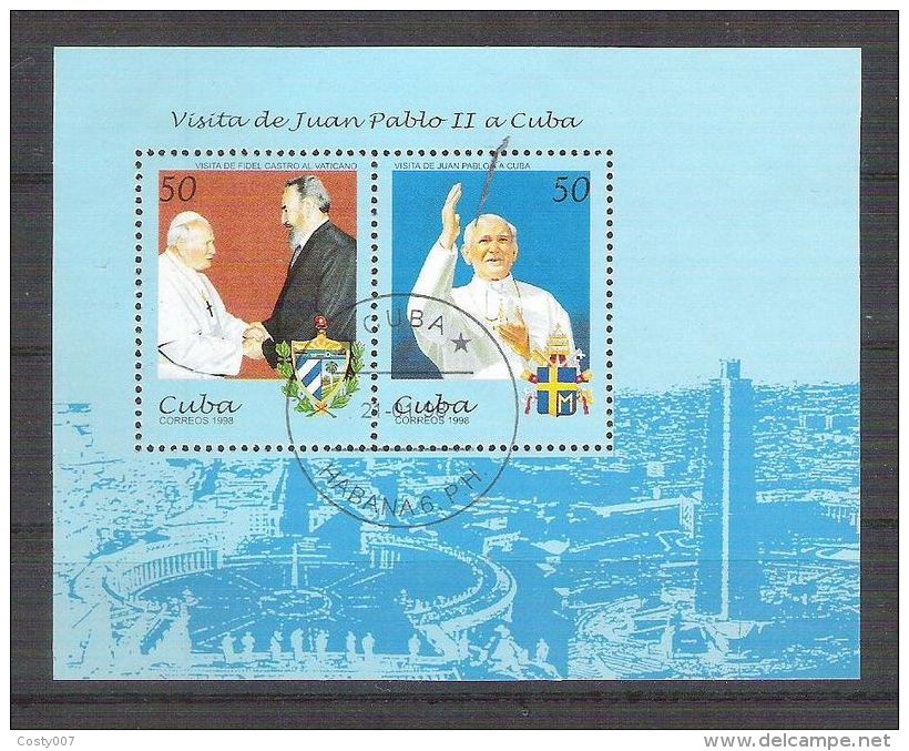 Cuba 1988 Pope, Perf. Sheet, Used AA.054 - Oblitérés