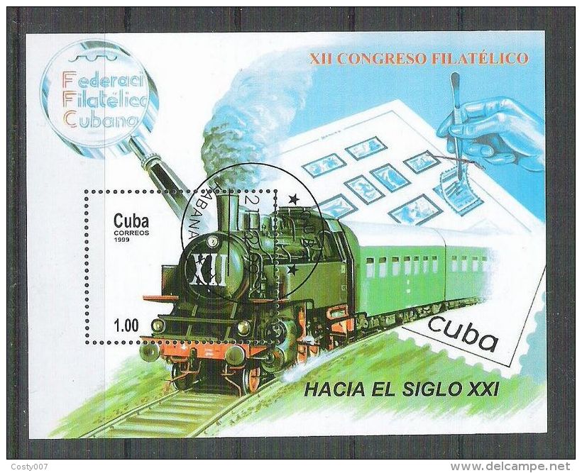 Cuba 1999 Trains, UPU, Perf. Sheet, Used AA.060 - Usati