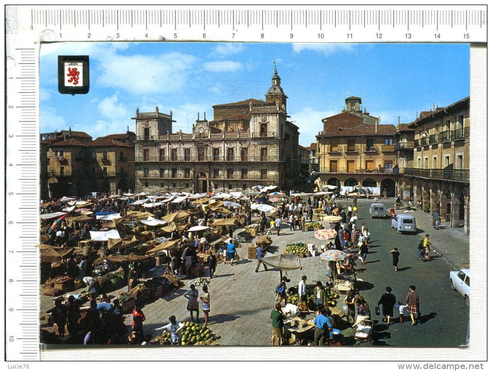 LEON  -  Plaza Mayor En Dia De  Mercado   - Marché - León