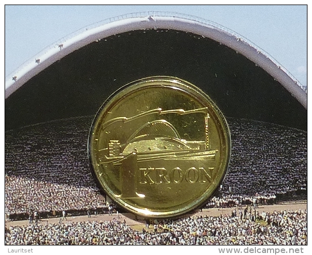 ESTLAND ESTONIA Estonie 1999 - 1 Kroon Special Coin Singing Festival Sängefest In Original Holder - Estonie
