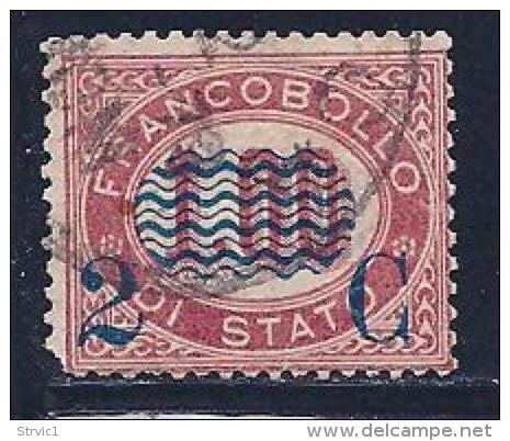 Italy, Scott # 41 Used Official Stamp Surcharged, 1877, Round Corner - Usati