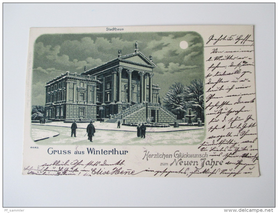 Postkarte 1901 Gruss Aus Winterthur. Stadthaus. Herzlichen Glückwunsch Zum Neuen Jahre. - Winterthur