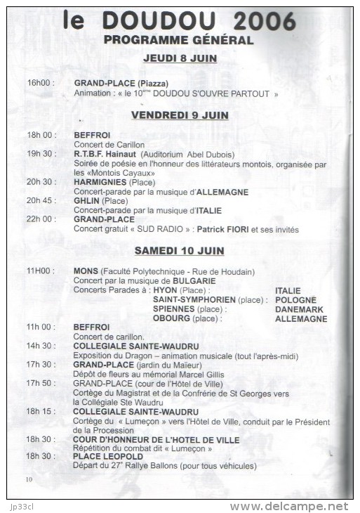 Mons- Ancien Programme Du Doudou Et Du Festival De Musiques Militaires (2006) - Programma's