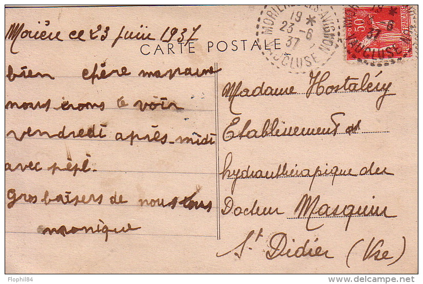 VAUCLUSE - MORIERES LE 23-6-1937  SUR 50c TYPE PAIX - LA PLACE DE L'EGLISE. - Cachets Manuels
